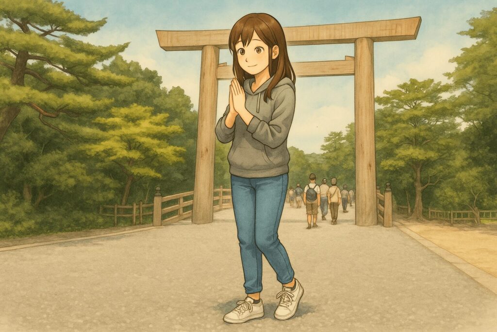 伊勢神宮　服装　パーカー